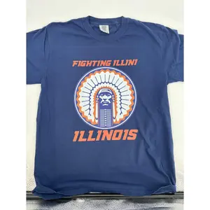 Fighting Illini Illinois T-Shirt Mens Large Blue Chief Logo Tee