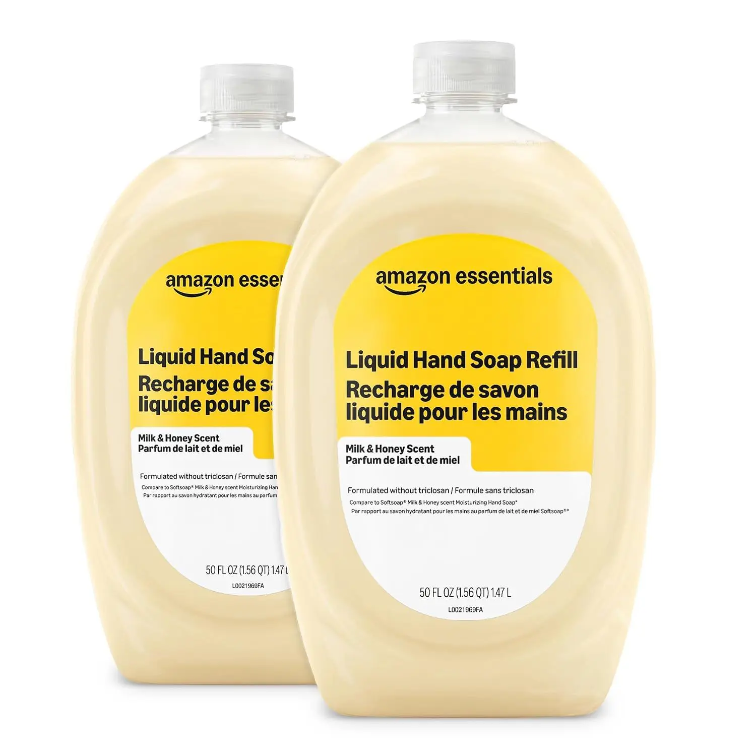 Amazon Basics Gentle & Mild Clear Liquid Hand Soap Refill, Triclosan-Free, Dermatologist-Tested, pH Balanced, Cruelty-Free, 50 Fluid Ounces, 1-Pack (Previously Solimo)