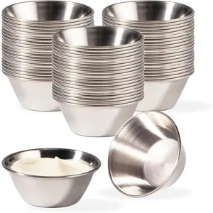 [120 Pack 1.5 oz Stainless Steel Dipping Sauce Cups,  Metal Ramekins, Commercial Grade Condiment Bowls, Individual Portion Cups, Small Round Au Jus Cup for , Restaurant