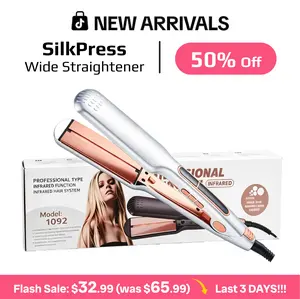 Silk Press Hair Straightener, Titanium Vent Sesh Flat Iron for Damp or Dry Hair, Straightener with Dual Voltage,IR Protect Hair health Leave Silky Smooth Look, 20% Faster Styling, , Adjustable Temperature, Smooth Silky Finish Heatless Curling tiktoks