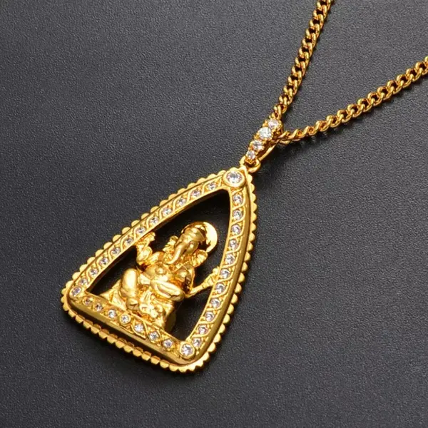 Hindu Necklace / Clear Pendant / Buddhist / Jewelry / Guanyin / Ganesha