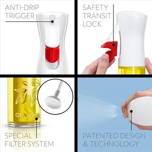 Advanced Kitchen Oil Sprayer with Flairosol Technology, Fine Mist & Portion Control, Refillable Glass Olive Oil Cooking Spray Bottle for Air Fryer, Salad, BBQ, 130ml (Golden Leaves)