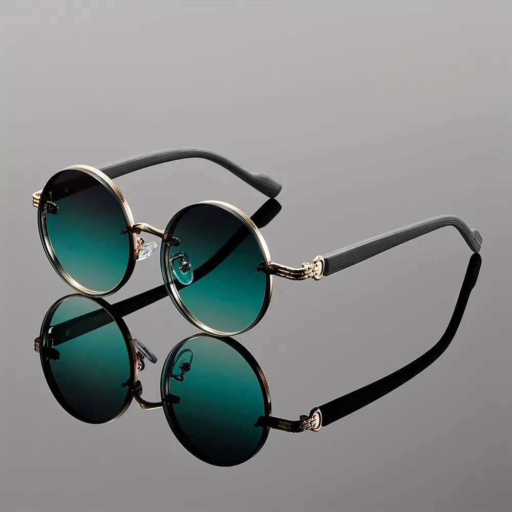 Unisex Vintage Punk Glasses - Heavy Metal Events & Casual Attire - Lightweight Round Frame - Compatible with Classic Outfits - Men & Women - Retro Punk Style Eyewear, Punk Accessories, Casual Wear Eyewear, Unisex Fashion, Wood Grain Effect
