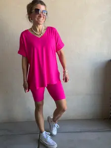 Jillian Heavenly Biker Set in Hot Pink