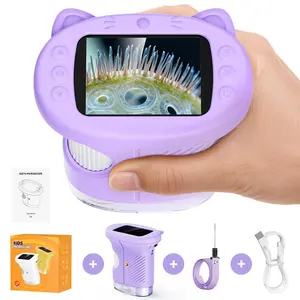 [2026 Upgrade] Aspoven 1000X Kids Microscope with Built-in Photo & Video Camera, 2.4" 4K Screen – 1000X Microscope and 100m Telescope, STEM Toy & Educational Gift for Boys & Girls Ages 3–12