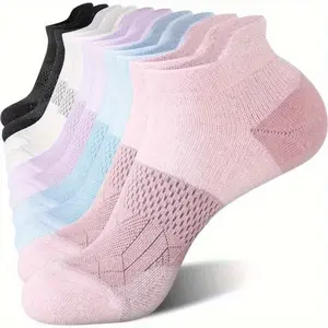 5 Pairs Women's Compression Short Socks, Arch Support Low-Cut Sports Socks, Moisture-Wicking Breathable Fabric, All Seasons, Unisex, Multi-Pack