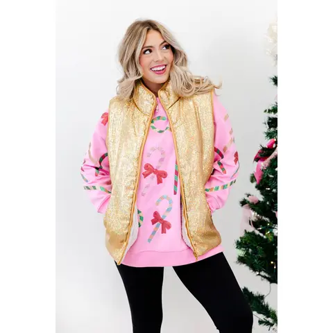 Women's Festive Glow Sequin Vest - Polyester Statement Top for Party, Light-Up Occasions