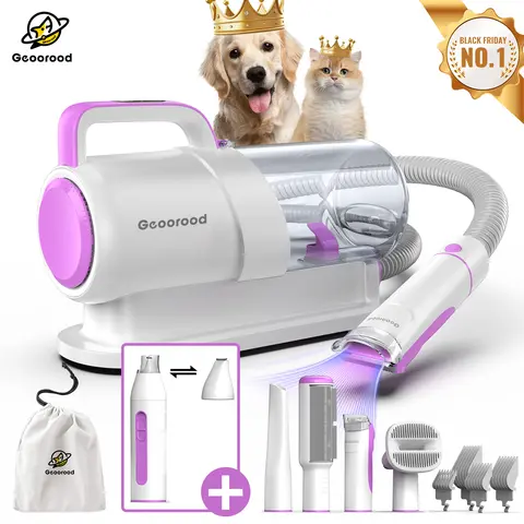 Geoorood Dog Grooming Vacuum Kit with 13000Pa Suction Power & 2.2L Dust Collection for Furry Animal Cleaning #Familyfun