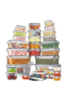 12/24pcs Food storage container set, kitchen food containers with LIDS - sealed plastic containers, storage rooms and kitchen organizations, with free labels and markers.