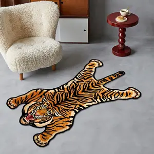 Tiger Pattern Bedroom Carpet, Anti-Slip Durable Mat, Soft Easy Clean Rug for Gaming Room/boy's Bedroom, 5.04sqm