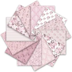 12Pcs Floral Cotton Bundles Pink Rose Fat Quarters Retro Flower Quilting Patchwork for DIY Craft Home, 18 x 22 Inch