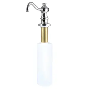 212 MAIN 360ml Nickel Metal Curved Nozzle Soap Dispenser, Push-Trigger Polished Finish, Traditional Design for Kitchen & Bathroom, 12.28x4.77x2.62in Home Supplies Bottle