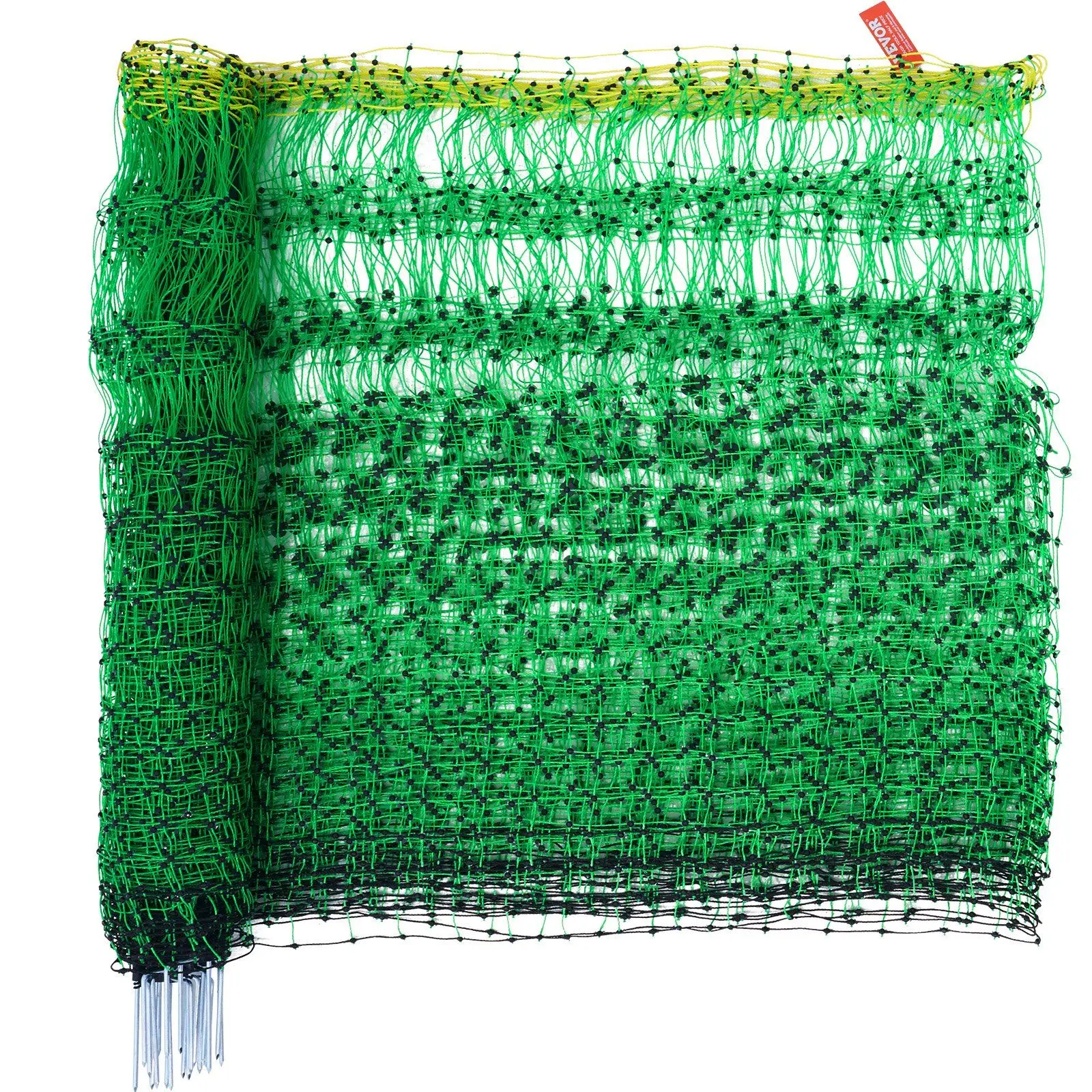 VEVOR Electric Fence Netting Kit, 48" H x 100' L Corrosion-Resistant PE Mesh with Posts & Double-Spiked Stakes, Easy-Install Portable Barrier for Poultry Security, Weather-Resistant Coyote Deterrent for Farms