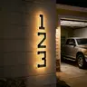 ISUNMEA 6.7 inch ABS Solar Lighted House Numbers Door Plates, Waterproof LED Address Signs with 9h Runtime, Warm Glow, Modern Backlit Solar Lights for Home Door Hardware, House Decor, Aesthetic Home Decor