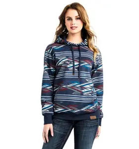 Ariat Women's All Over print Chimayo Hoodie, New Mexico Navy Print