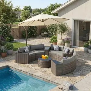summergarden ABCASA 7/11 Pieces Patio Furniture Set, Curved Half Moon Outdoor Sectional Sofa with Coffee Table and Side Table, All-Weather Rattan Wicker Conversation Set for Backyard, Porch, Garden, with Cover, Patio Furniture Sets, Outdoor Furniture Sets