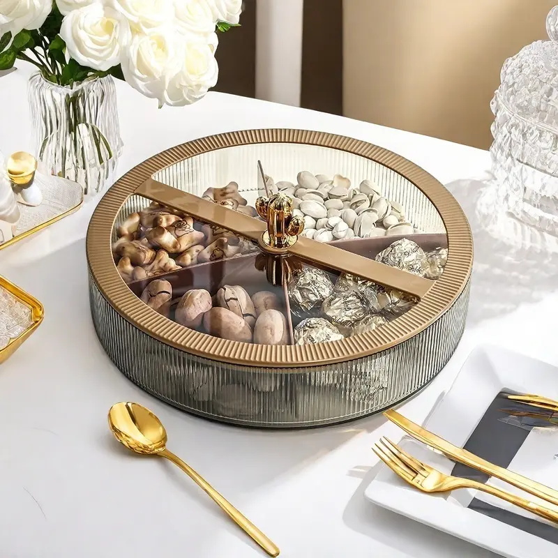 Sealed snack tray with lid - 8.9inch round plastic storage container, Reusable snack container for nuts and dried fruits, perfect for home kitchen organization, Food Storage Organizer, Kitchen Storage Containers, Containers With Lids
