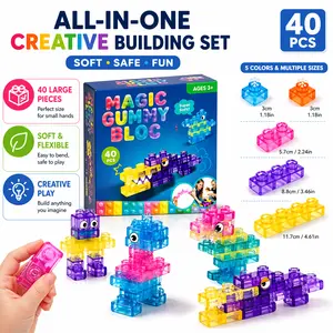 Squishy Jelly Building Blocks Toy Set, Soft Multi-Color Stacking Blocks for Kids, Safe Squeezable Sensory Play, Early Learning Construction Toy Age 3+