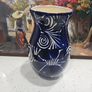 Blue Talavera Vase 9 inch