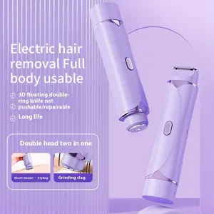 Women's 2-in-1 Electric Cordless Hair Trimmer, Wireless Trimmer, and Body Hair Remover, featuring a dual-head design suitable for Bikini Shaver, bikini line, underarms, legs, and facial hair removal; USB rechargeable.