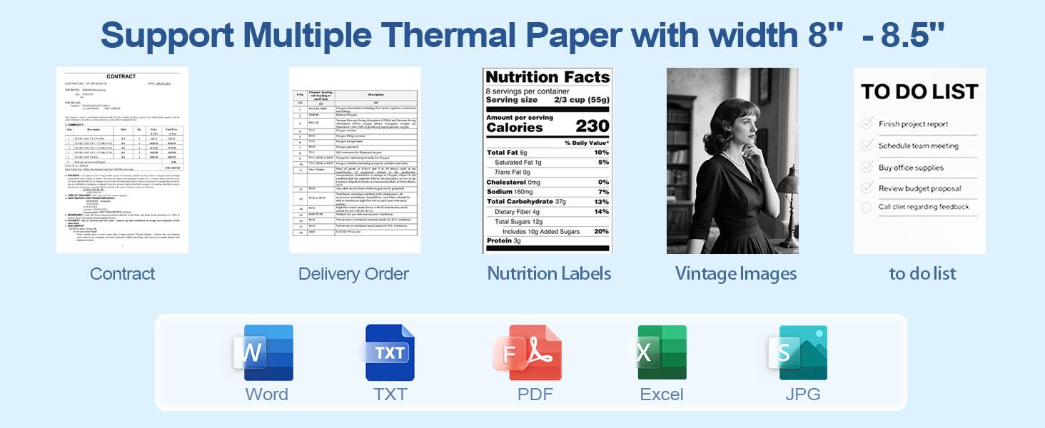 Portable Printers Wireless for Travel, N80 Wireless Thermal Printer Bluetooth Inkless Printer Support 8.5" X 11" US Letter & A4, Compatible with iOS, Android, Laptop