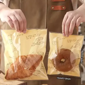 50/100/200pc self-adhesive sealed baking bags and dessert bags are suitable for storing bread, croissants, cookies, cakes, candies, snacks, Baked goods, etc. They are suitable for use in events such as Halloween, Easter, and Christmas