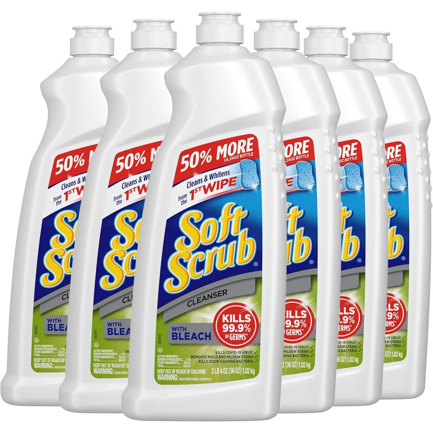 Antibacterial Cleaner with Bleach Surface Cleanser, 36 Ounce (Pack of 6)