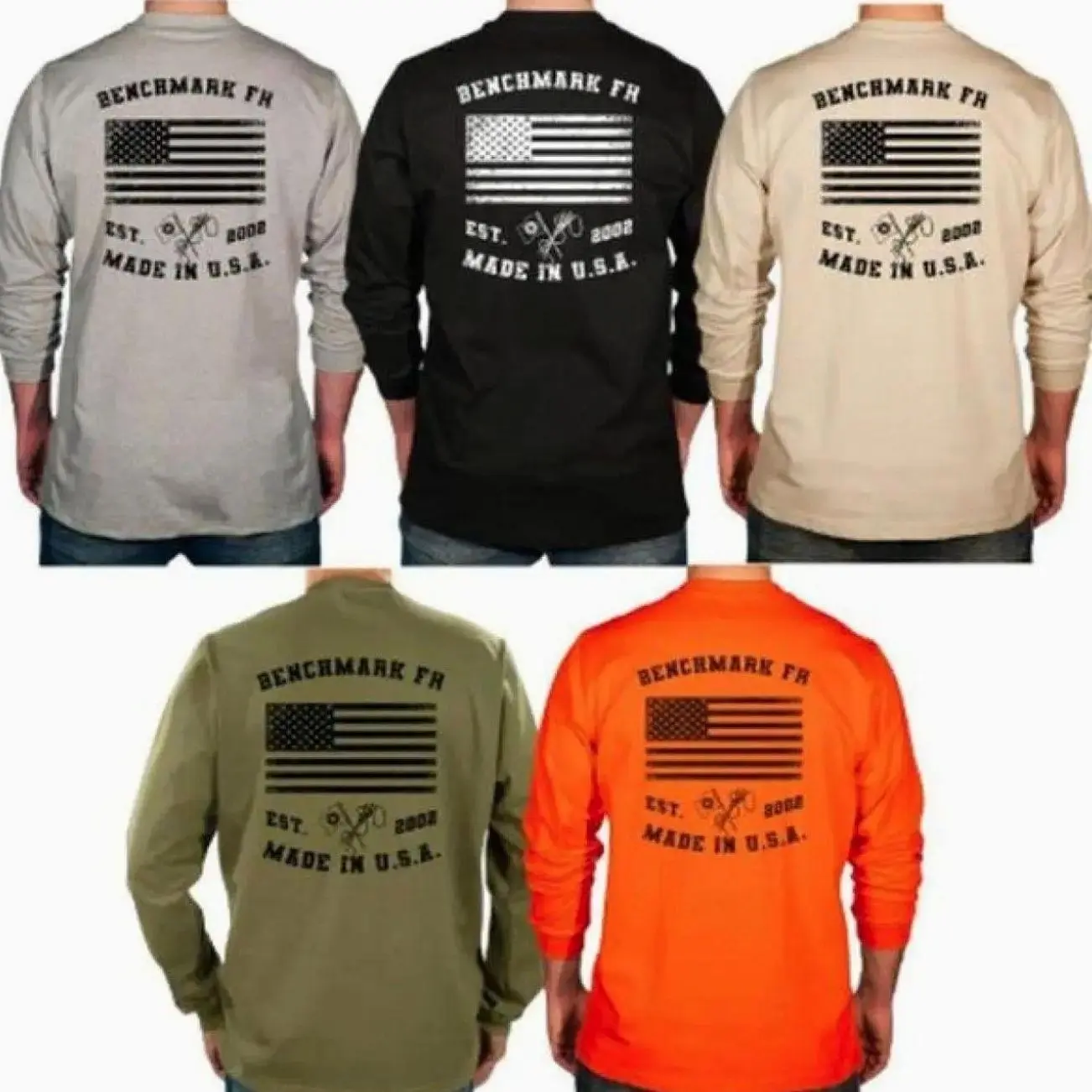 Benchmark FR Flagship USA Flame Resistant Shirt Sweatshirt, Mens Pullover Printed Shirt, Menswear Graphic Hoodie, Unisex Tshirt 140