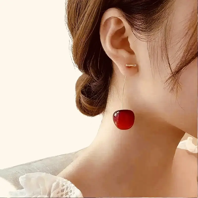 Adorable Cherry Earrings: A Delightful Accessory to Brighten Up Your Look Y011