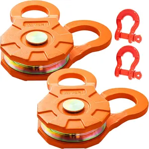 VEVOR 2-Pack Heavy-Duty Snatch Block Winch Pulley with Winch Strap Hook, 11T/25000 LBS Working Load Limit, Fits 0.55"/14 mm Synthetic Rope or Soft Shackles, Off-Road Recovery Accessory for Tractor, Truck (Father's Day Gift)