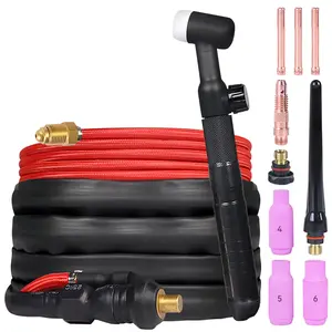 ARCCAPTAIN TIG Welding Gun, WP-17V Argon TIG Torch with 13-FT Red Air Hose and 10-25mm Connector, Lift Tig Torch 150amp with 13-FT Cable for ARCCAPTAIN ARC160 MIG130 lift tig
