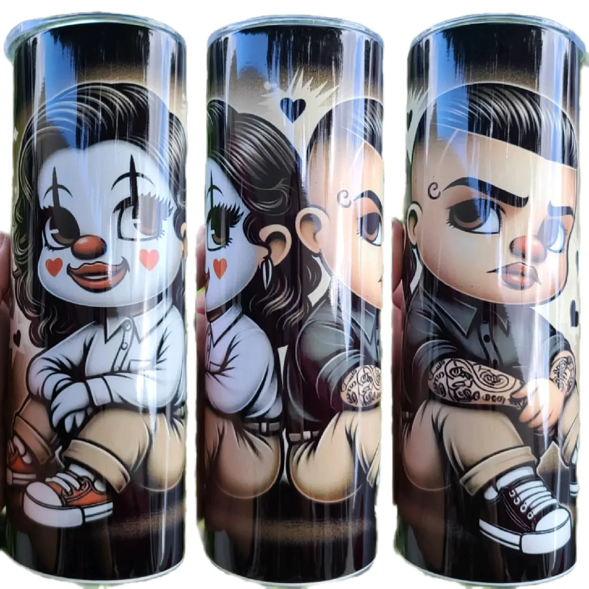 Smile now cry later Cholo couple 20oz skinny tumbler