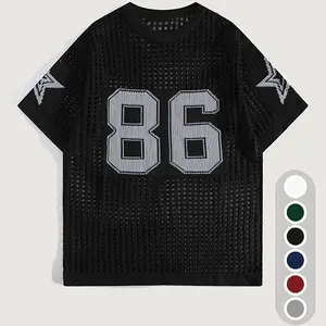 Grandclad Men's Y2K T-Shirt 86 Graphic Casual Grunge Crochet Tee Vintage Jersey for Streetwear