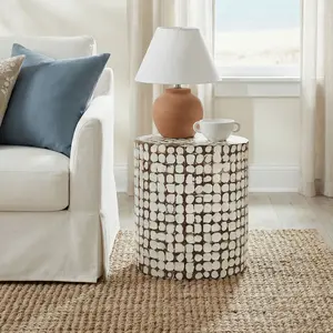 Mila Round Recycled Coconut Shell Accent Table