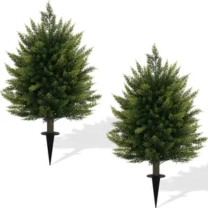 2-Piece Artificial Snow Pine Tree Set, 3-Foot Decorative Trees, Perfect for Home & Office Decoration, Durable Plastic Material, Faux Plants