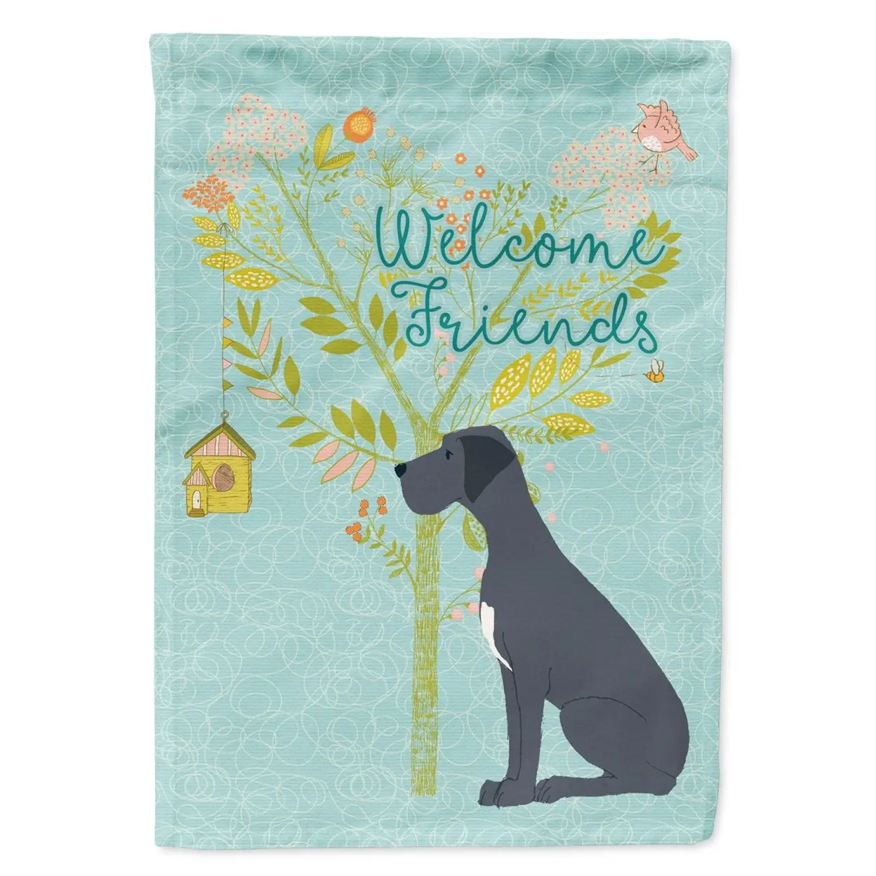 Carolines Treasures BB7587GF Welcome Friends Black Great Dane Flag - Garden Size