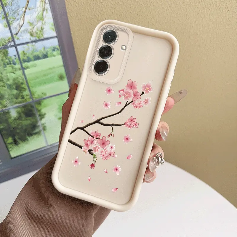 Phone Case - A Pink Cherry Blossom Phone Case for Samsung Galaxy A05 A05S A06 A07 A12 A13 A14 A15 A16 5G A17 A21S A22 A23 A24 A25 A26 A32 A33 A34 A35 A36 A52 A53 A54 A55 A56 S21 Ultra S22 Plus S23+ S24 FE S39 Edge, Fashionable, Versatile, Accessories, Sma