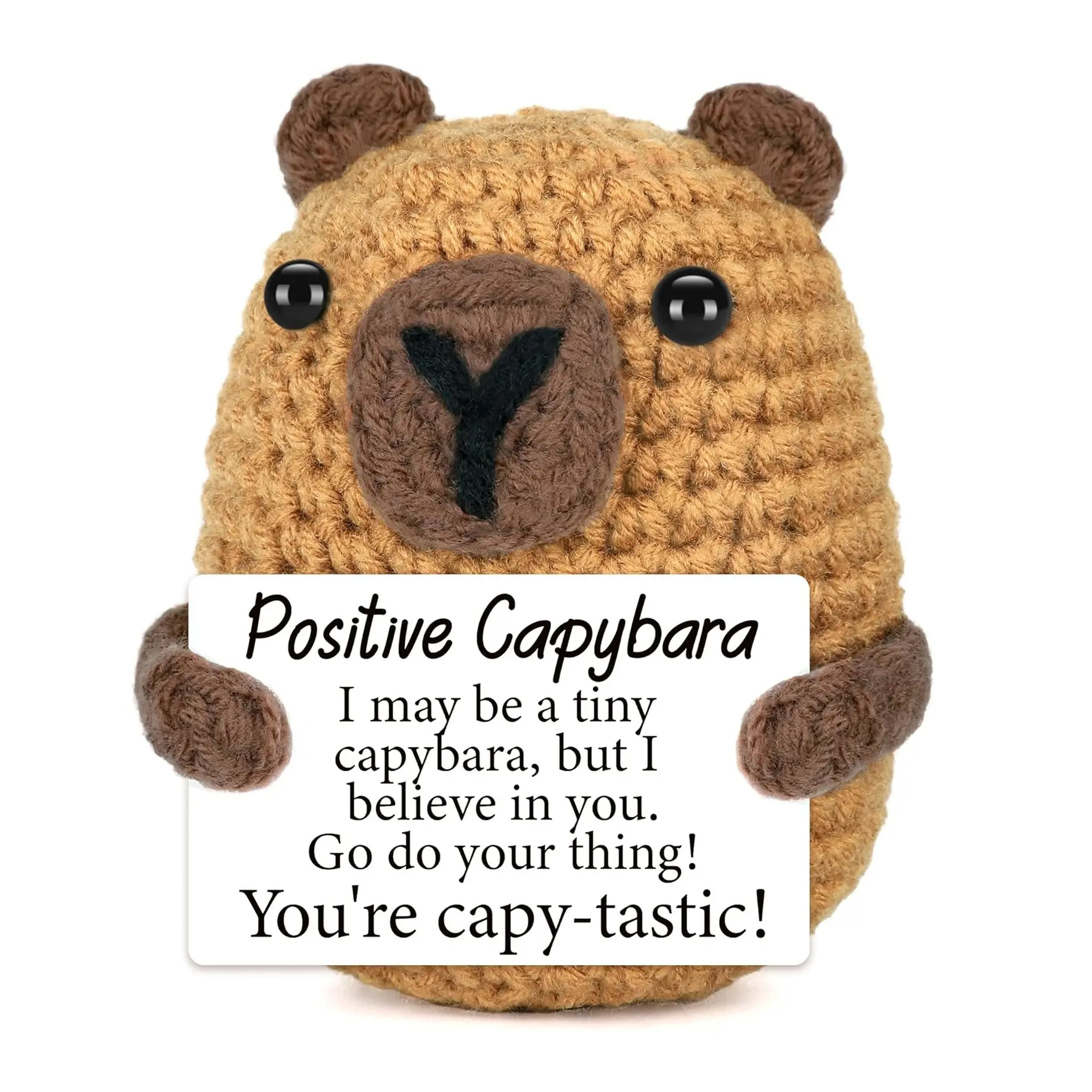 Capybara Christmas Stocking Stuffer, Inspiring & Emotionally Positive Design, Cute Animal Design, Handmade Crochet Figure, Perfect Fun Gift for Women, Men, Friends, Family, Soft Cuddly Gift