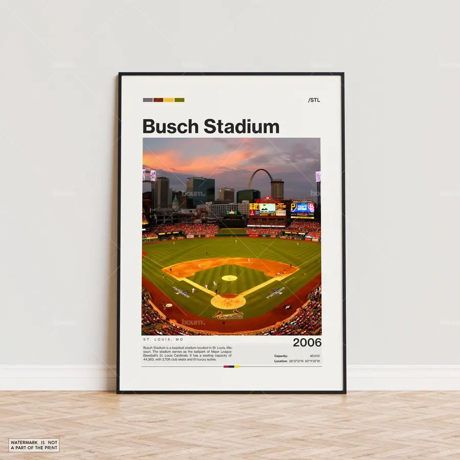 Busch Stadium Poster, St. Louis Cardinals Poster Print, MLB Stadium Poster, Sports Poster,  Mid Century Modern, Baseball Fan Gift Print