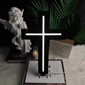 Cross Neon Light Sign for Religious Home Decor, Stylish Religious Decor, Bright Energy-Saving Lighting, Perfect Wall Decoration with Cross Necklace, Catholic Gift