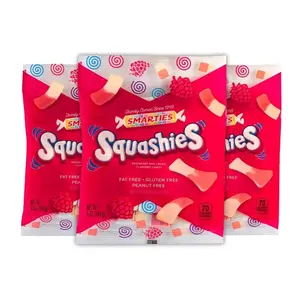Smarties Squashies Raspberry & Cream - Foam Gummies Debut 5 Ounce Peg Bag - Candy