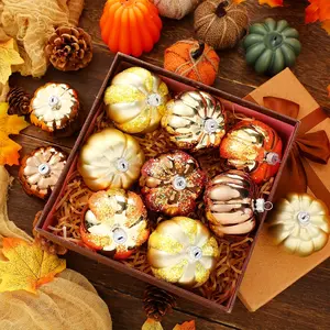 6pcs/12pcs Halloween Pumpkin Hanging Decorations, 2.36inch Thanksgiving Festival Ornaments, Christmas Tree Accessories