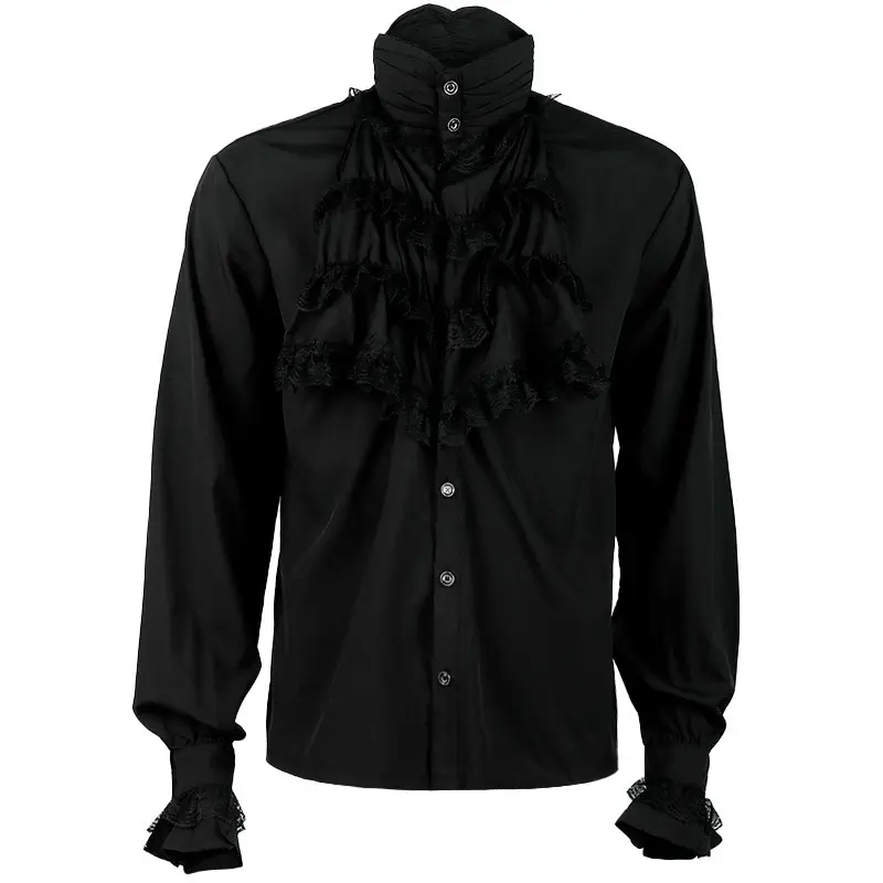 Black ruffled shirt