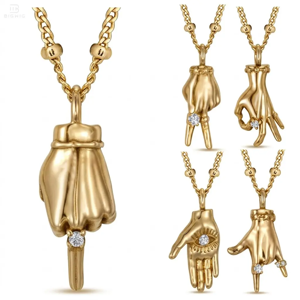 Personalized Gold Plated Hand Gesture Pendant Necklace for Women Men – Dainty Cubic Zirconia Peace Sign Evil Eye Charm Charm Chain, Edgy Statement Jewelry Gift for Best Friend outdoor fun