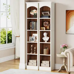 LITTLE TREE 70.9-Inch Tall Narrow Bookcase, 5-Tier Cube Bookshelf with Storage, Modern Slim Corner Display Shelves for Home Office, Living Room