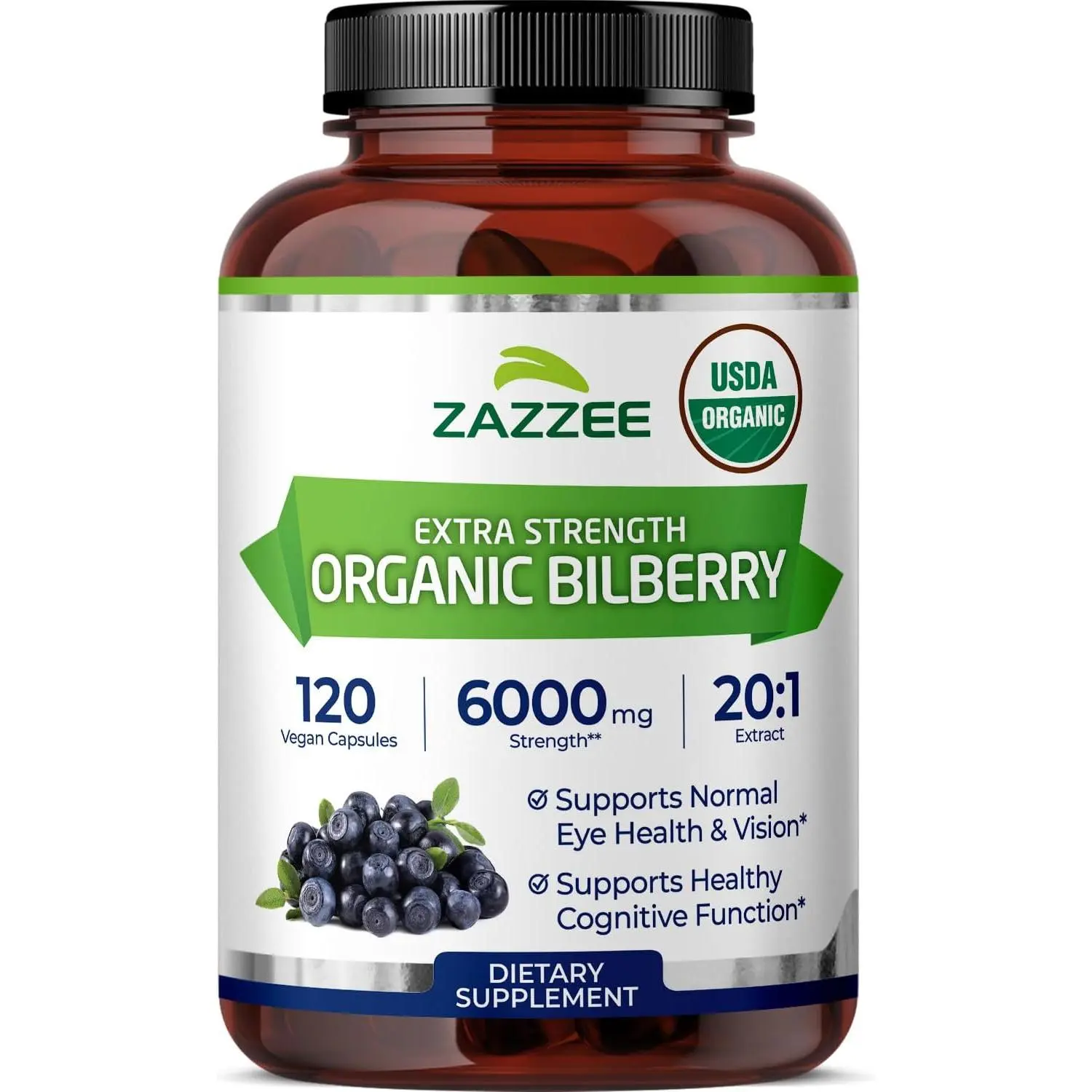 Organic Bilberry 20 1 Extract 120 Vegan Capsules 4 Month Supply Vaccinium Myrtillus Eye Health Vision and Antioxidant Support All Natural Non GMO Vision Defense Macular Care Protection Wellness Formula