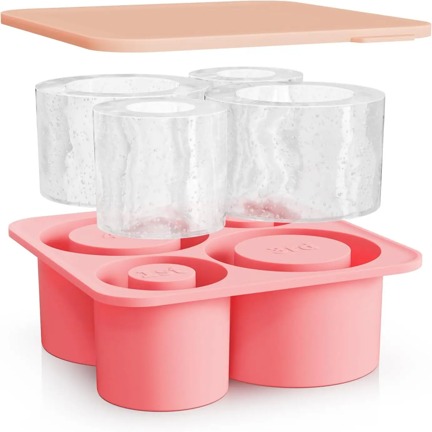 Silicone Ice Cube Mold, Modern Ice Cube Tray for Tumbler, Cylinder Ice Cube Mold, Home Kitchen Ice Tray with Lid for Freezer