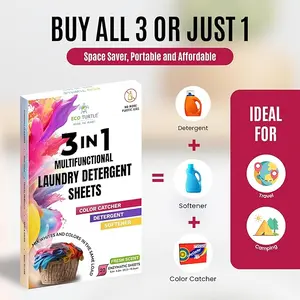 3-in-1 Multifunctional Laundry Detergent Sheets (25 sheets) - Detergent, Color Catcher, Fabric Softener - Plant based, Travel Friendly, Eco Friendly