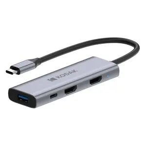 KODAK T346 Ultra-Slim 8-in-1 USB C Hub 8 Ports USB C Hub for Dual 4K Display, 100W Fast Charge & Ultra-Portable Design | Perfect for Travel & Work