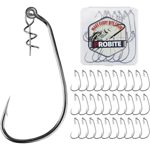 Swimbait Hooks for Bass Fishing – Wide Gap Offset Hooks with Centering Pin, Soft Plastic Hooks for Swimbaits & Worm Lures, Spring-Lock Design, Size 1/0–5/0, Pack of 30 or 25